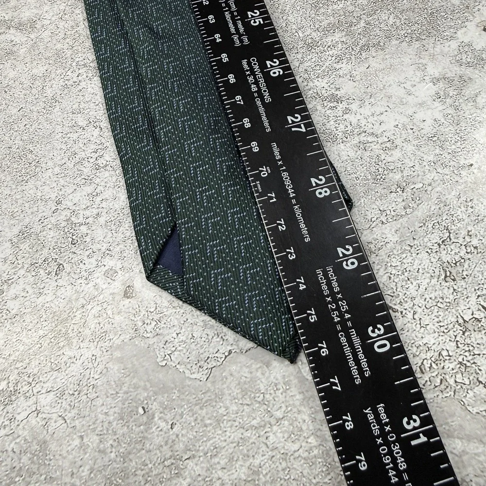Banana‎ Republic Silk Tie Mens One Size Green Geometric Made In China Necktie